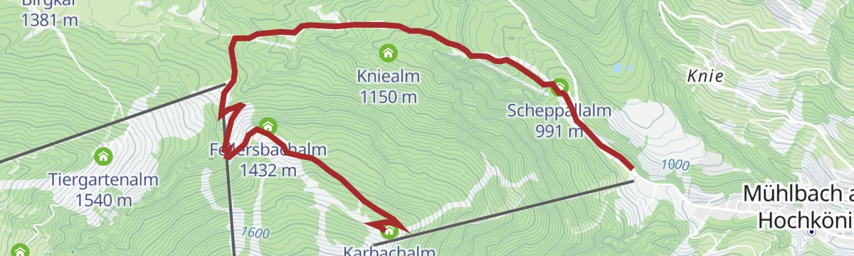 Route map: Bike & Hike Karbachalm - Schneeberg TEIL BIKE